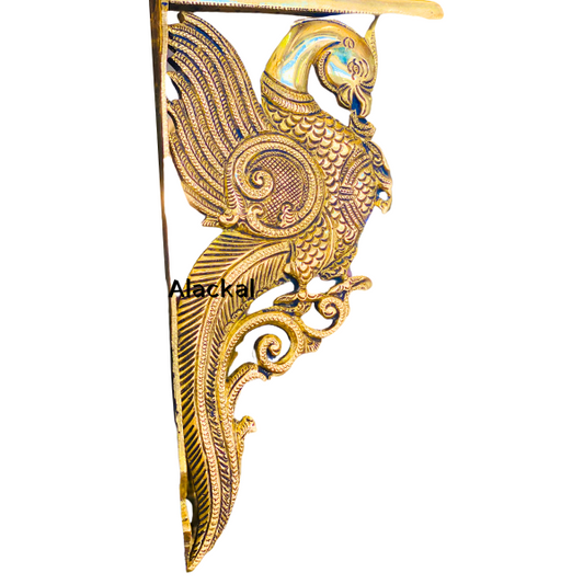 BRASS WALL-MOUNTED PEACOCK HEADED STAND FOR HANGING LAMPS AND BELLS TO DECOR LIVING ROOM