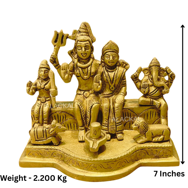 Brass Siva Kudumbam idol set – beautifully handcrafted Lord Shiva family statue with Parvati, Ganesha, and Murugan for pooja room, temple decor, home decor, Hindu rituals – Alackal Bell Metals Mannar