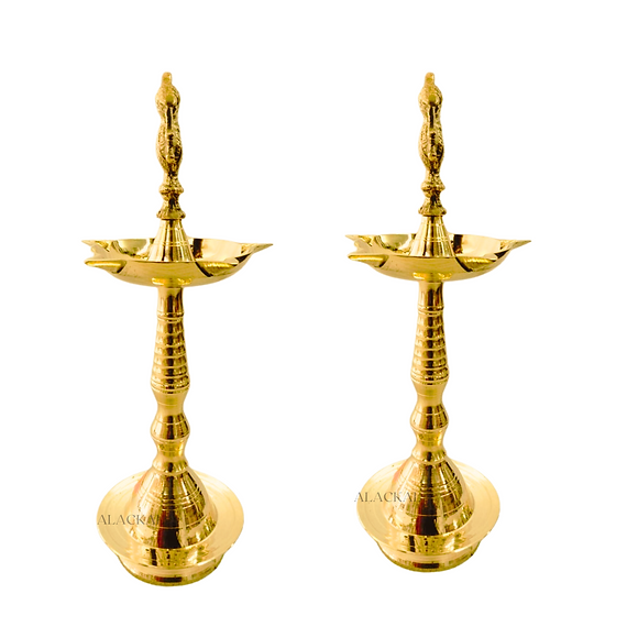 BRASS PEACOCK HEADED LAMP PAIR | DIWALI GIFT | DIYA | VILAKKU