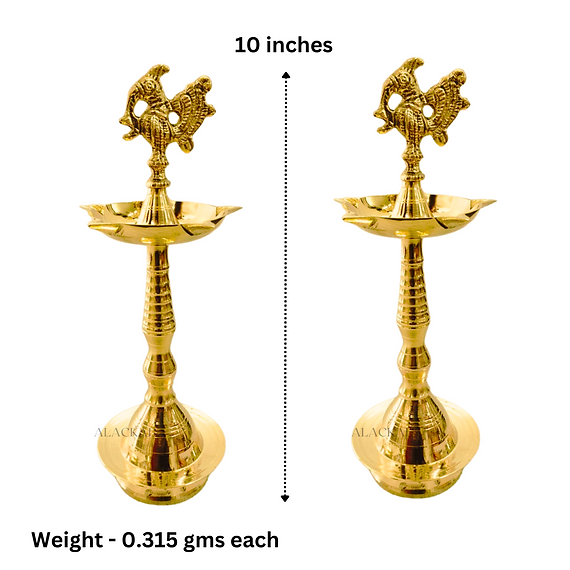 BRASS PEACOCK HEADED LAMP PAIR | DIWALI GIFT | DIYA | VILAKKU