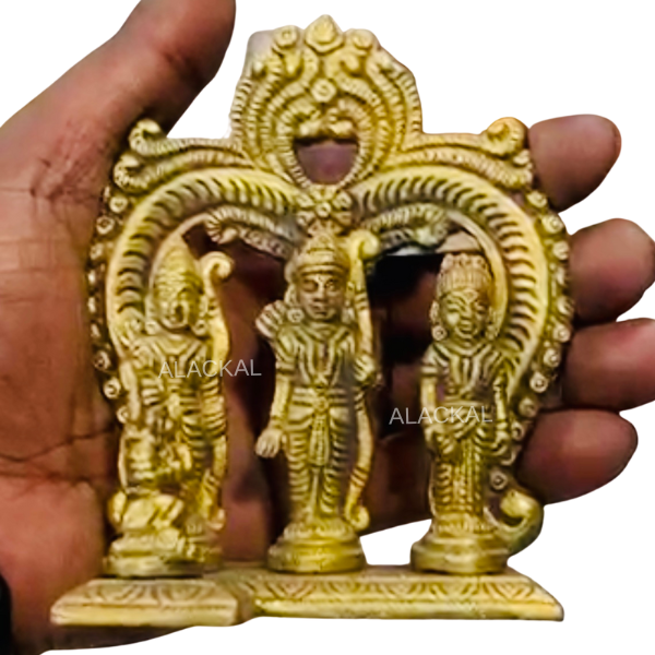 Brass Sreerama Pattabhishekam miniature idol handcrafted by Alackal Bell Metals Mannar for pooja and home decor