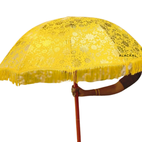 Kerala Traditional Muthukuda – Handcrafted Yellow Decorative Umbrella | Made by Alackal Bell Metals, Mannar