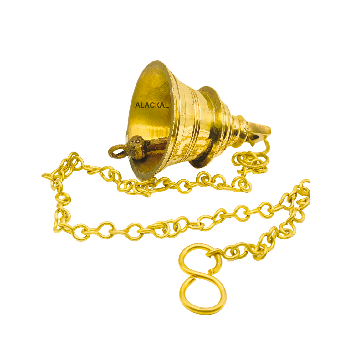 BRASS HANGING BELL WITH 1 METER CHAIN AND HOOKS