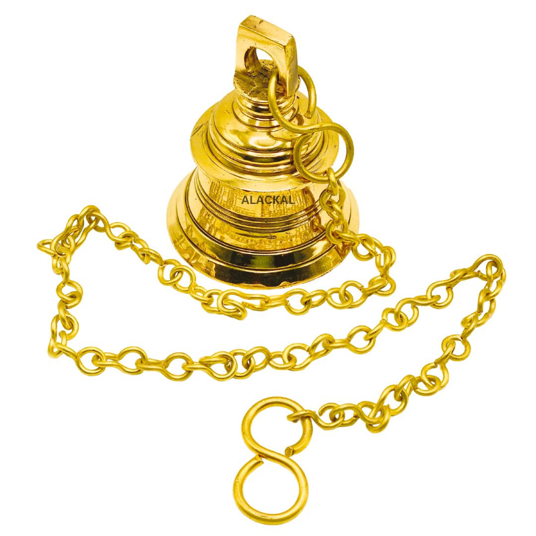 BRASS HANGING BELL WITH 1 METER CHAIN AND HOOKS