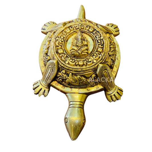 BRASS TORTOISE WITH GANESHA DESIGN ON TOP FOR VASTHU SHASTRA