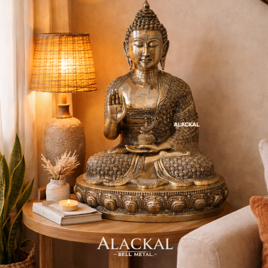 Brass Buddha Idol – 2 Feet | Handcrafted Home Decor Statue