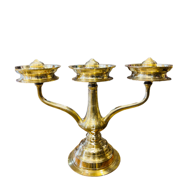 Handmade Bronze Kavaravilakku with Mottu Design – A Divine Three-Layer Temple Lamp from Alackal Bell Metals, Mannar