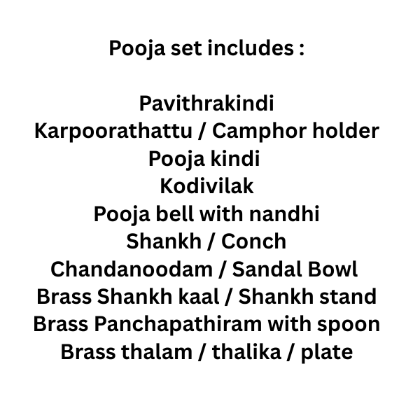 Premium Brass Temple Pooja Set – Handmade Kerala Traditional Puja Items | Alackal Bell Metals Mannar