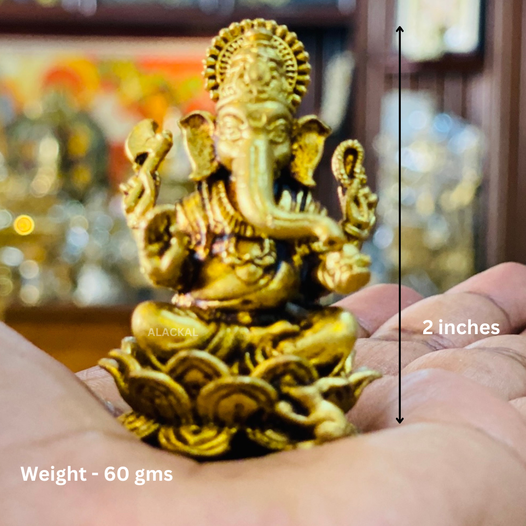 BRASS GANAPATHY IDOL MINIATURE FOR CAR DASHBOARD | RETURN GIFT | HOME DECOR