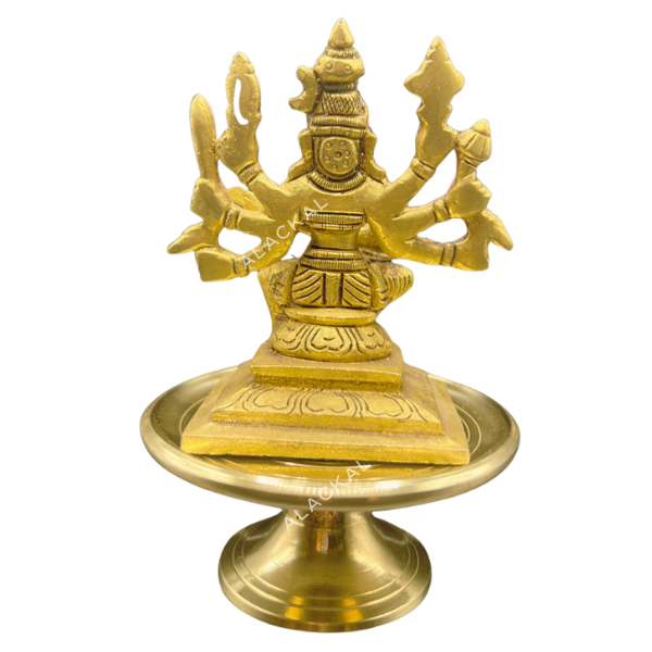 Brass Saraswati Idol with Brass Peedom | Small Pooja Room Decor | Daily Pooja Rituals | Alackal Bell Metals Mannar