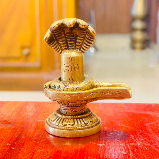 BRASS SHIVALINGA WITH 5 HEADED NAGARAJAVU FOR SIVARATRI RITUALS