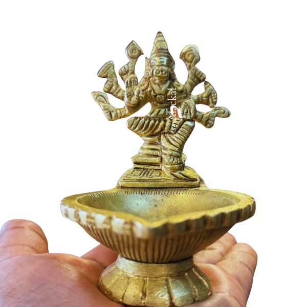 Handcrafted Brass Varahi Amman Diya – Sacred Temple Oil Lamp | Alackal Bell Metals Mannar