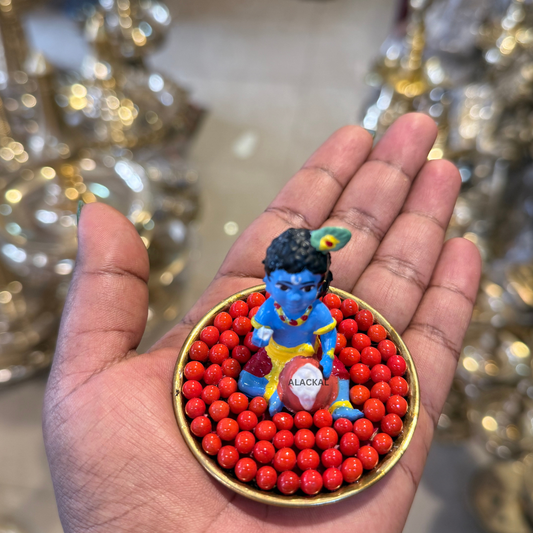 Baby Krishna Dashboard Idol with Manjadi Seeds – Traditional Kerala Car Dashboard Decor | Alackal Bell Metals Mannar