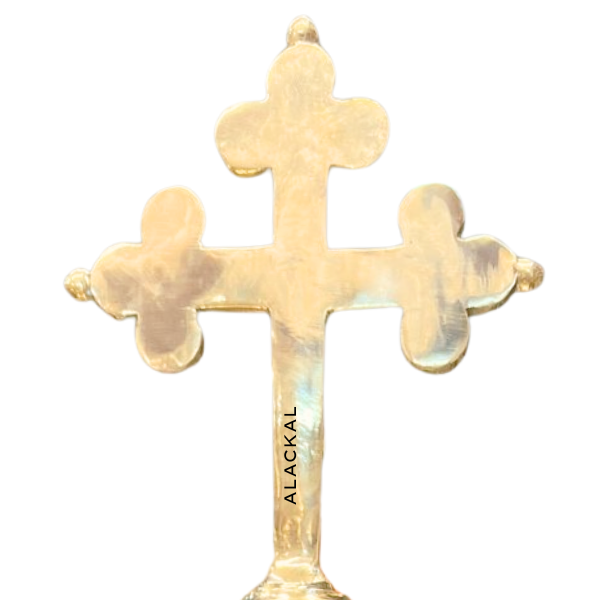 Handmade Bronze Church Lamp with 9 Wicks & Cross Top | Bell Metal Christian Oil Lamp | Baptism, Home Prayer, Church Use | Alackal Bell Metals, Kerala