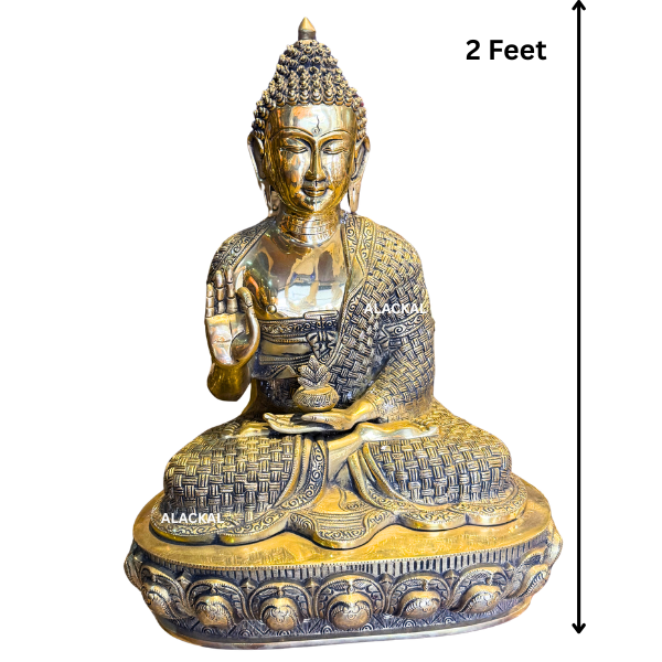 Brass Buddha Idol – 2 Feet | Handcrafted Home Decor Statue