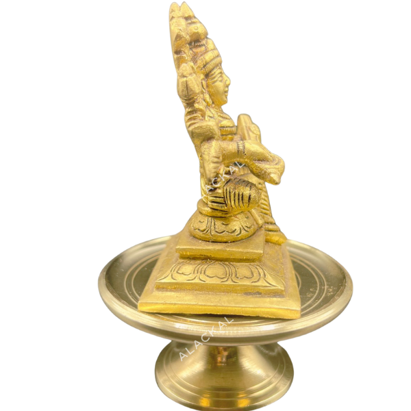 Brass Saraswati Idol with Brass Peedom | Small Pooja Room Decor | Daily Pooja Rituals | Alackal Bell Metals Mannar