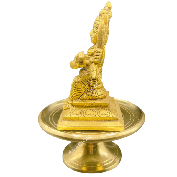 Brass Saraswati Idol with Brass Peedom | Small Pooja Room Decor | Daily Pooja Rituals | Alackal Bell Metals Mannar