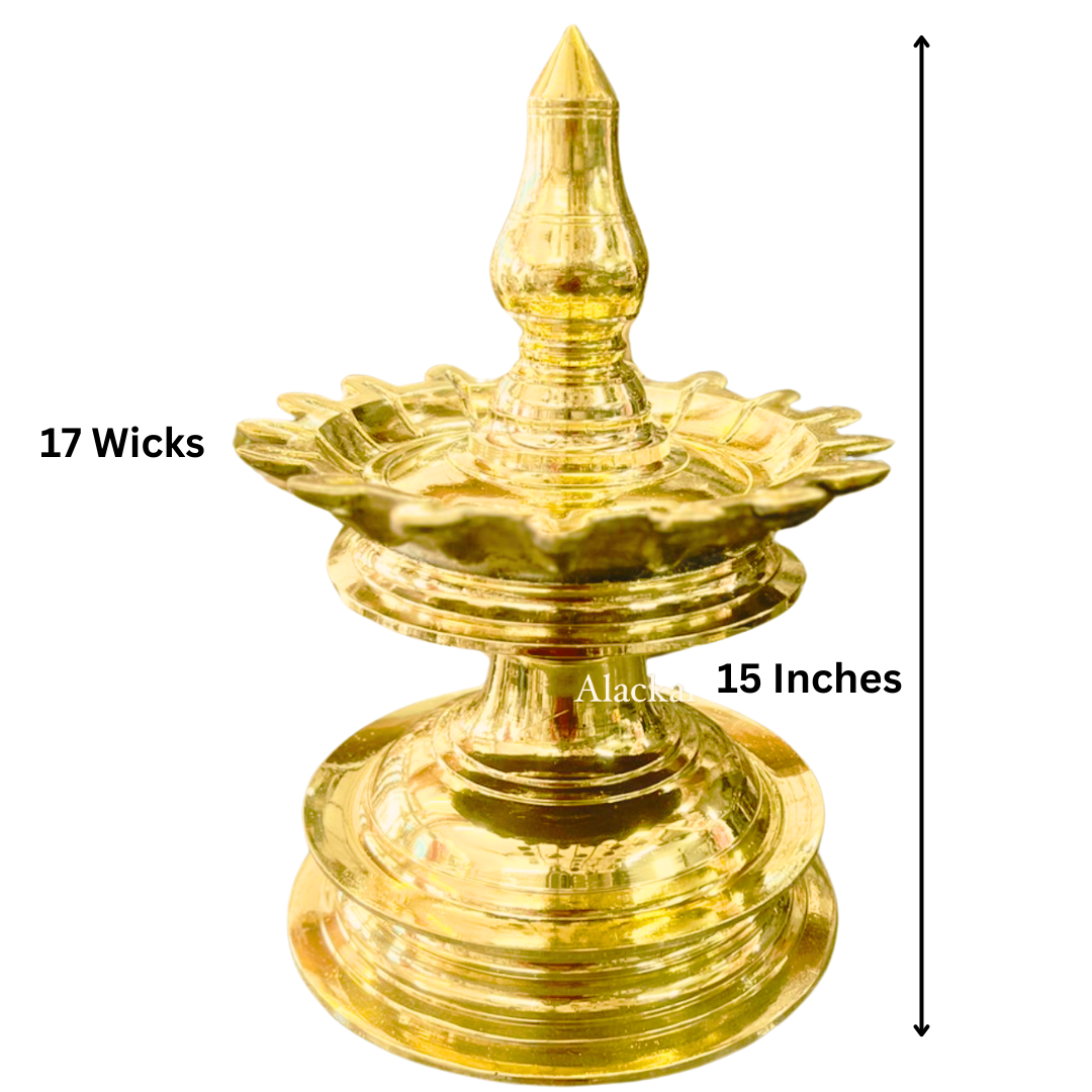 HANDCRAFTED BRONZE BHADRADEEPAM WITH 17 WICKS