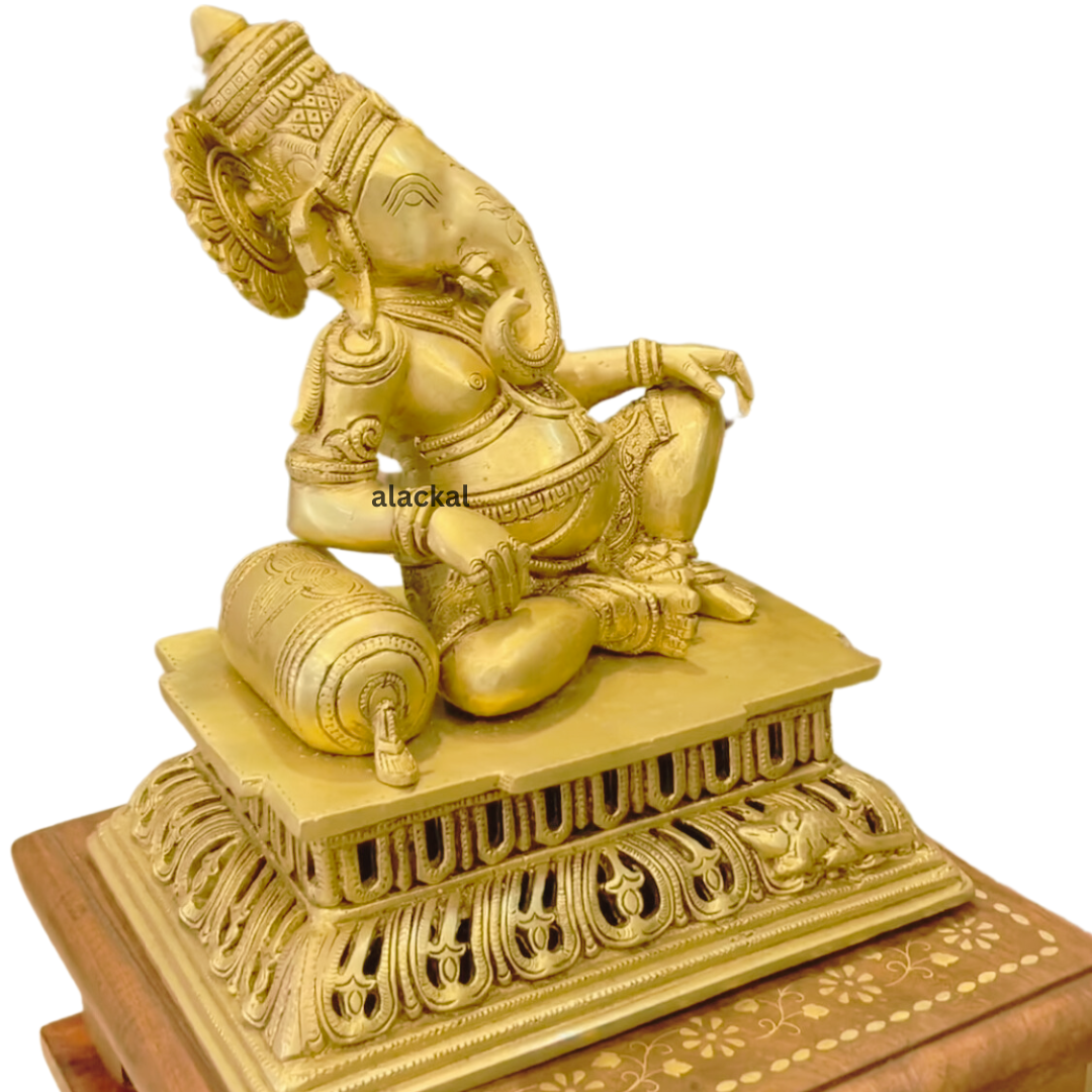 BRASS LORD GANESHA WITH PEEEDOM FOR HOME DECORATION