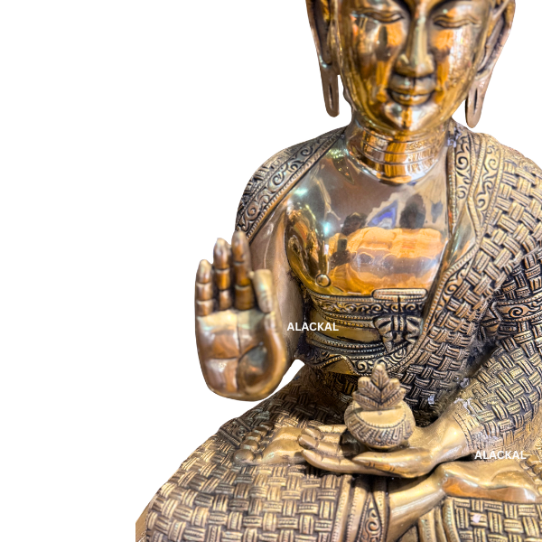 Brass Buddha Idol – 2 Feet | Handcrafted Home Decor Statue