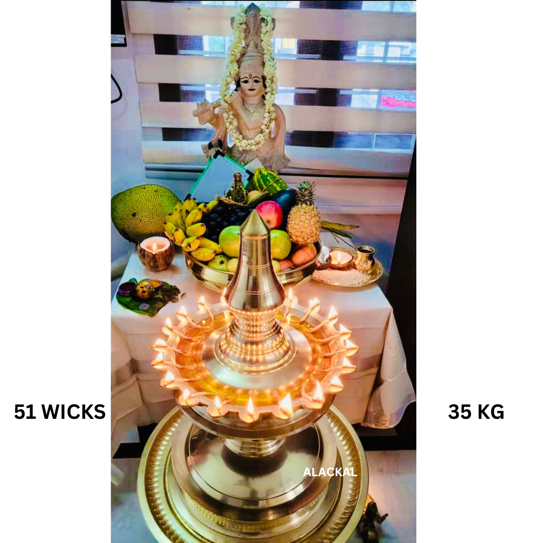 HANDCRAFTED BRONZE BHADRADEEPAM 51 WICKS