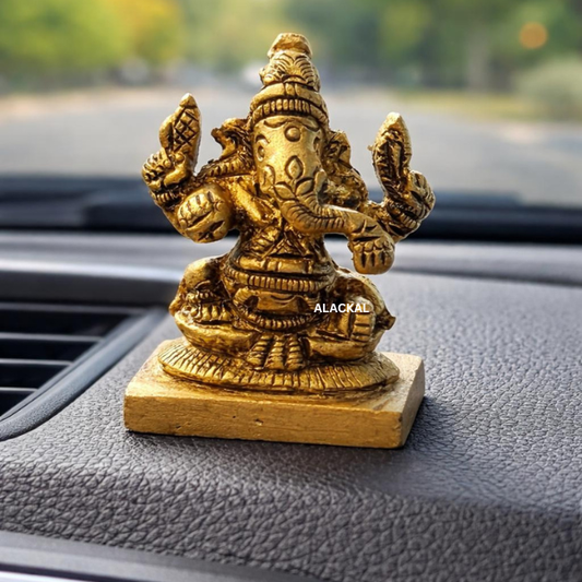 Brass Lord Ganesha car dashboard idol handcrafted in Kerala