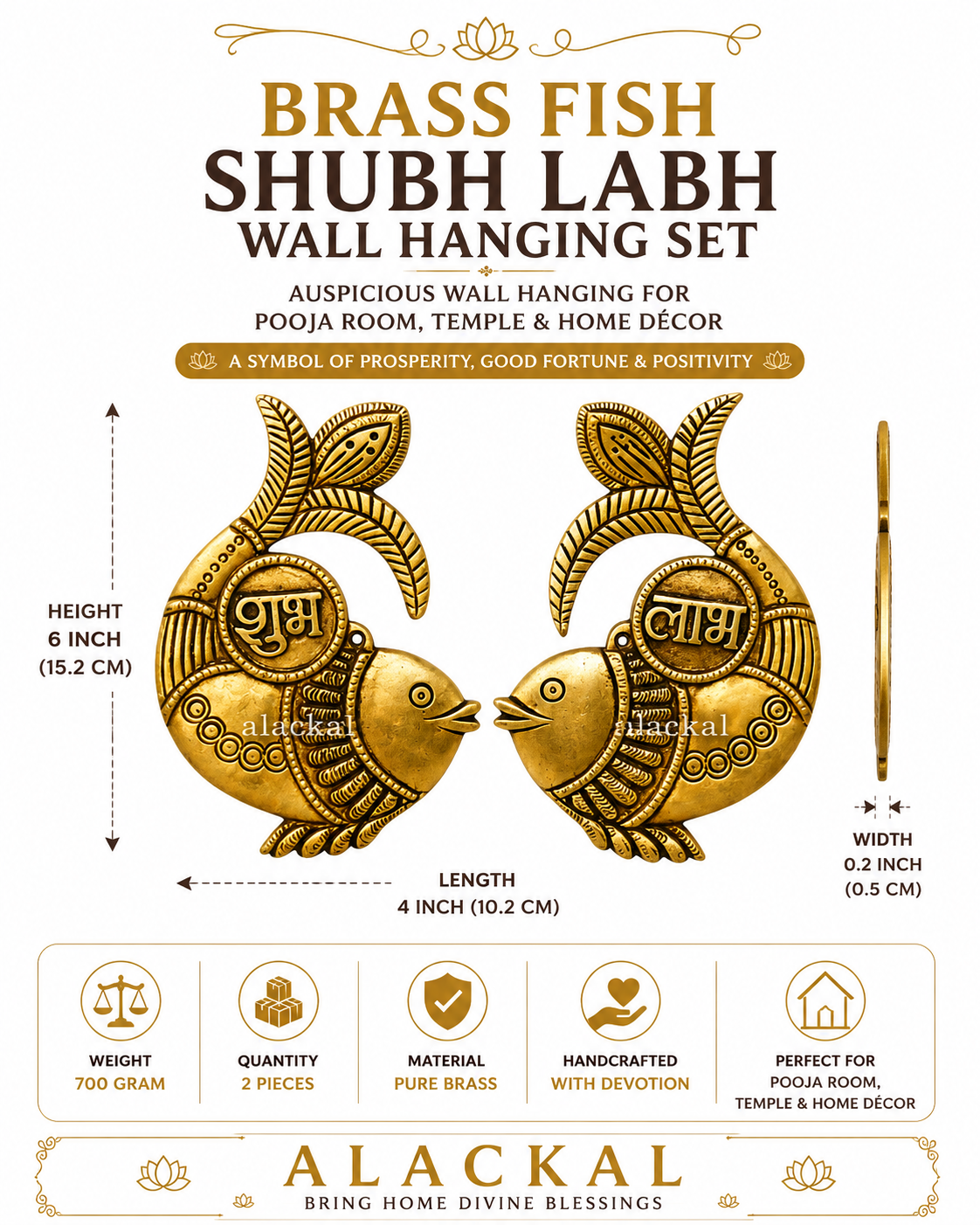 BRASS FISH SHAPED SHUBH LABH FOR HOME PROSPERITY 