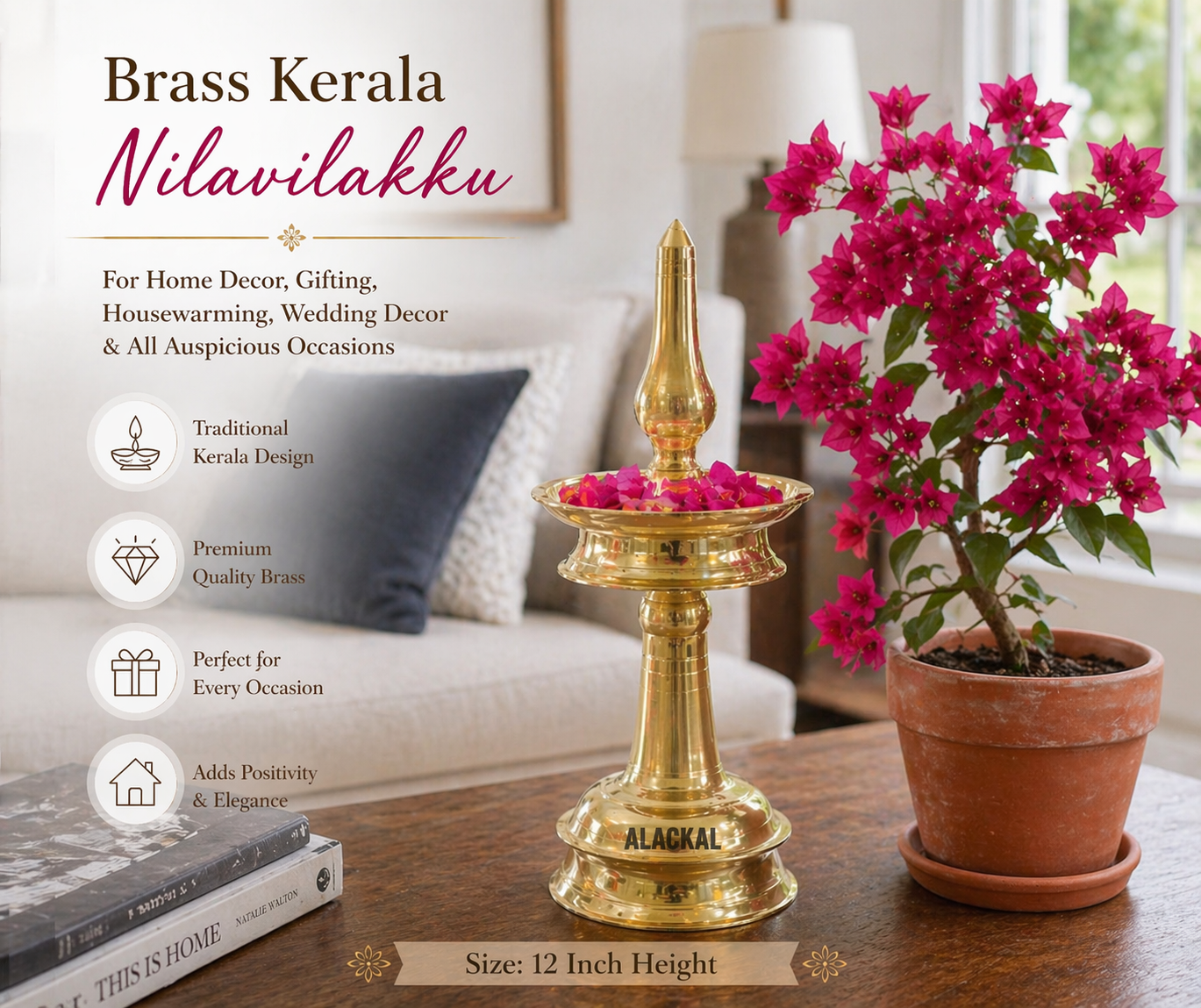 ALACKAL ELL METALS BRASS KERALA NILAVILAKKU FROM MANNAR ,
