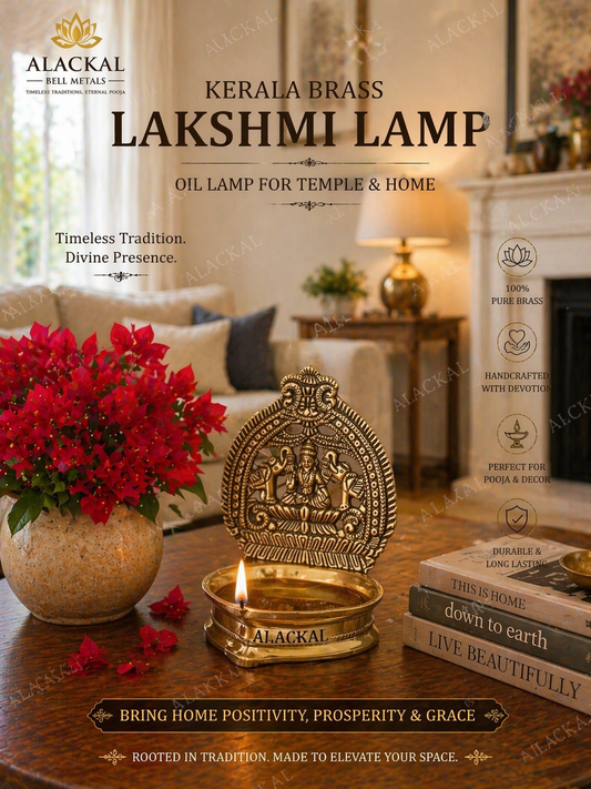 BRASS LAKSHMI LAMP FOR HOME DECOR FROM ALACKAL BELL METALS MANNAR - USA 