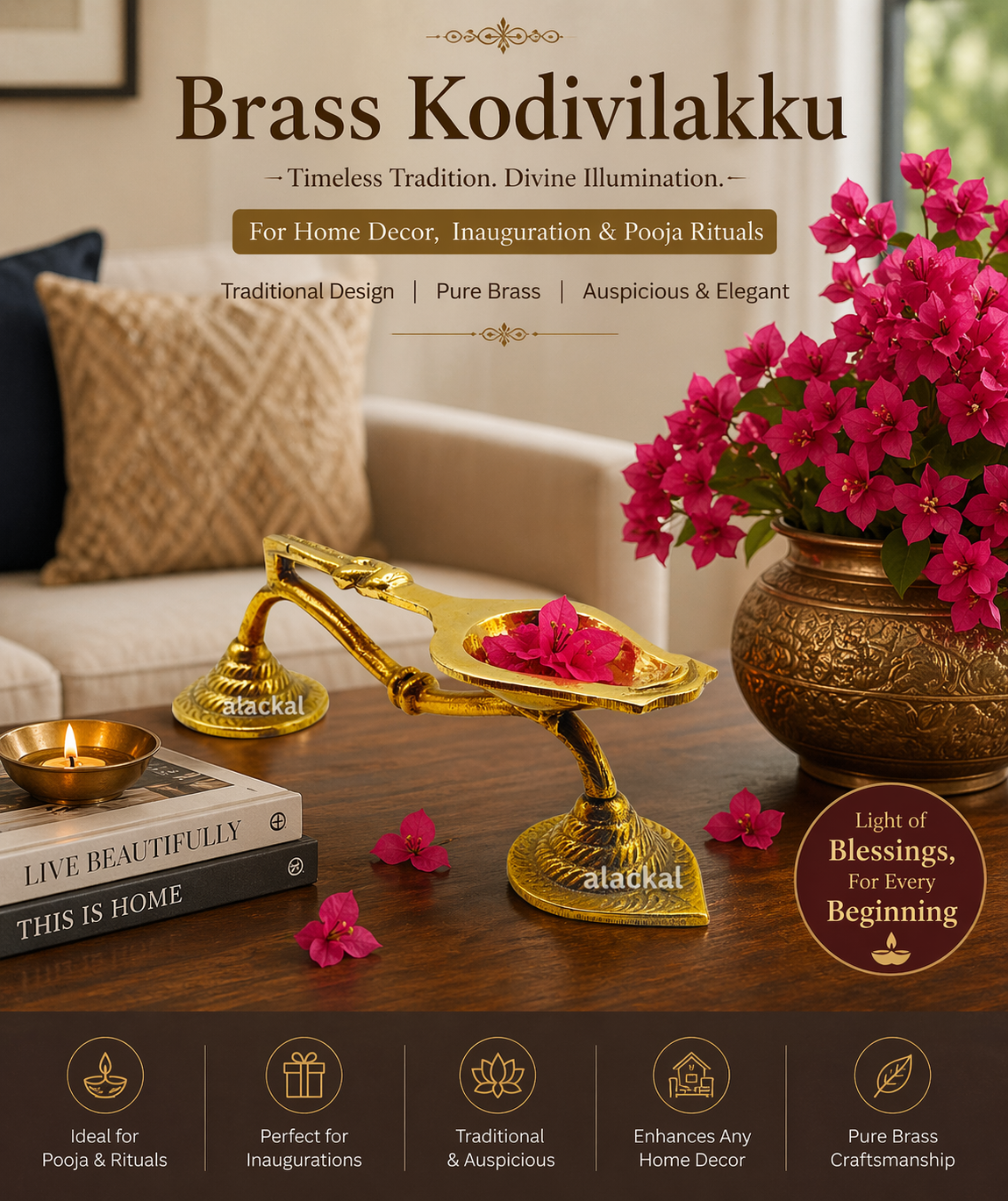 BRASS KODIVILAKKU - ALACKAL BELL METALS MANNAR 
