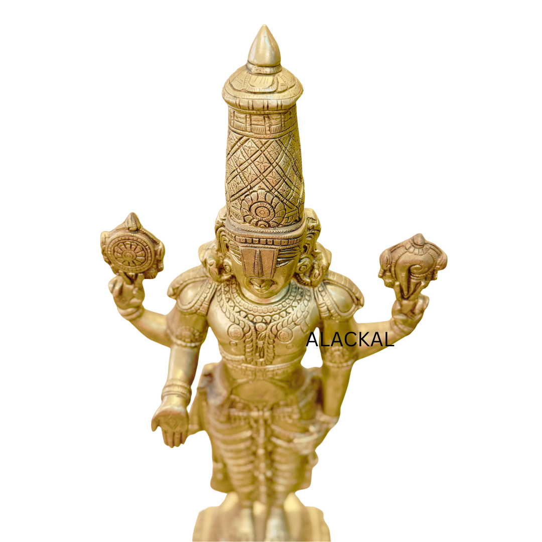 Premium antique finish Brass Tirupathi Balaji statue for luxury Indian pooja room and devotional home décor