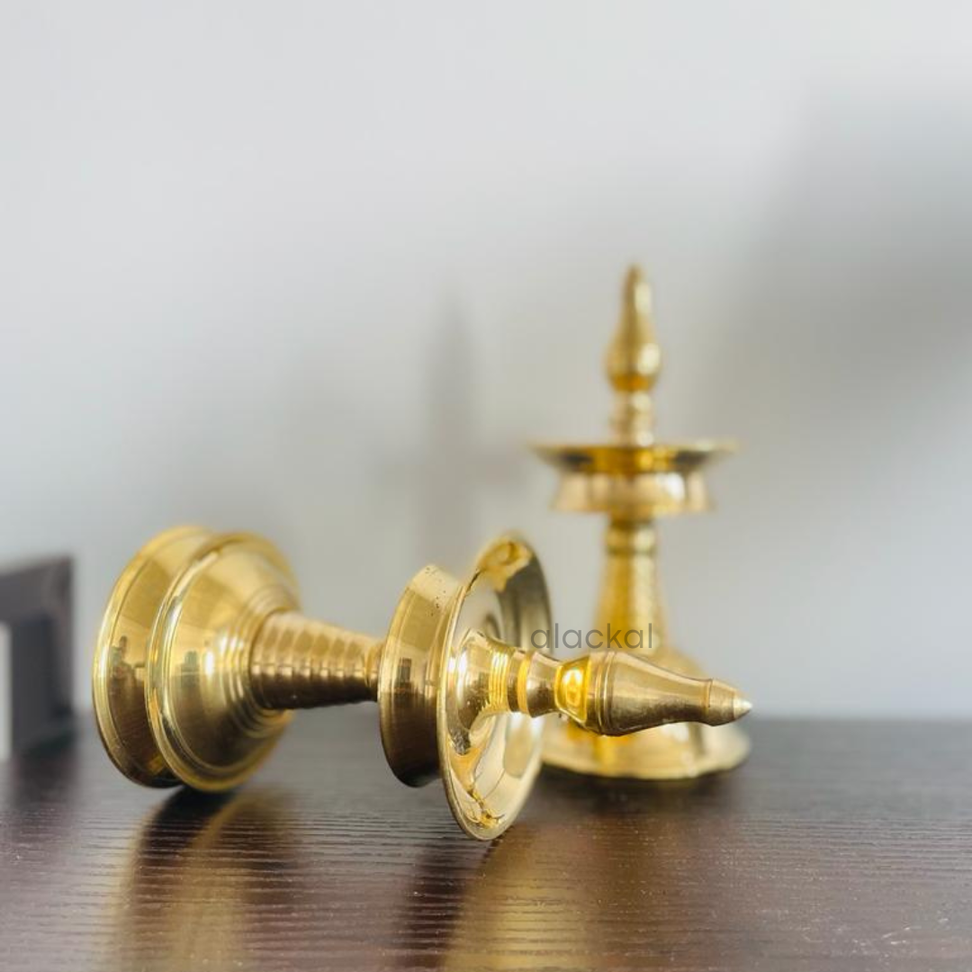 Classic South Indian brass lamp pair for pooja room and gifting