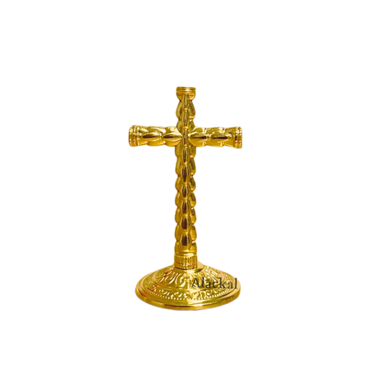 Lightweight brass cross for car dashboard handmade by Alackal Bell Metals Mannar