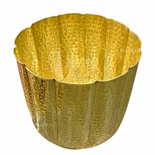 Brass Hammered Indoor Plant Pot – Golden Colour – Handcrafted Planter for Home Decor – Alackal Bell Metals Mannar