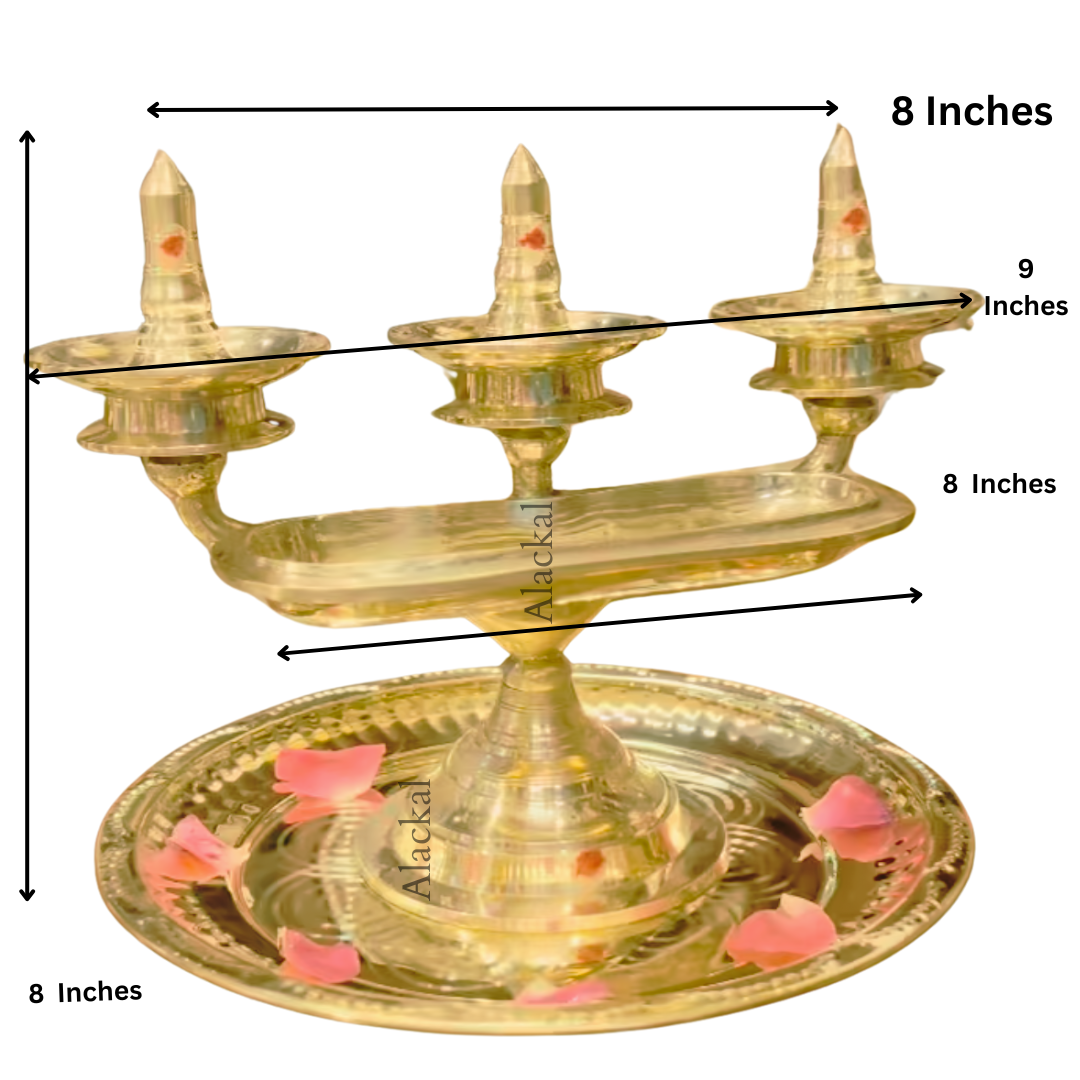Handmade Brass 3-layer Kavaravilakku with Paathi Vilakku from Alackal Bell Metals Mannar