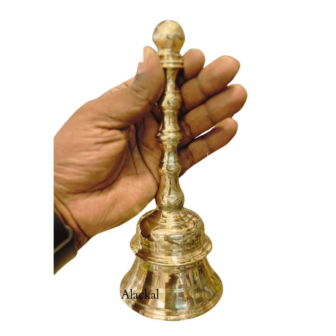 Handmade Kerala Bronze Pooja Bell – Kaimani with Clear Resonance – Alackal Bell Metals Mannar
