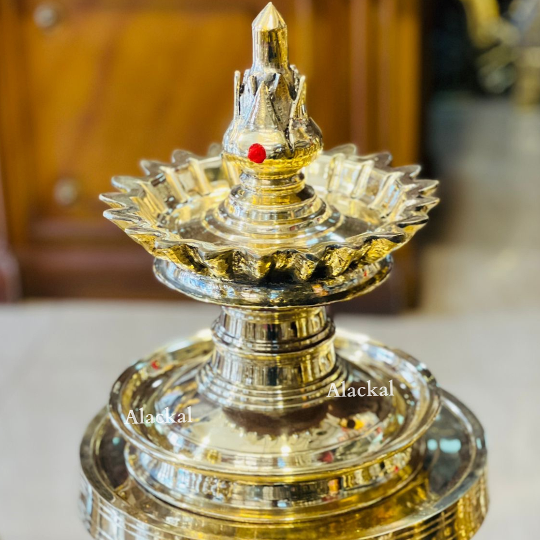 Handmade bronze Maha Bhadradeepam with lotus design and 21 wicks