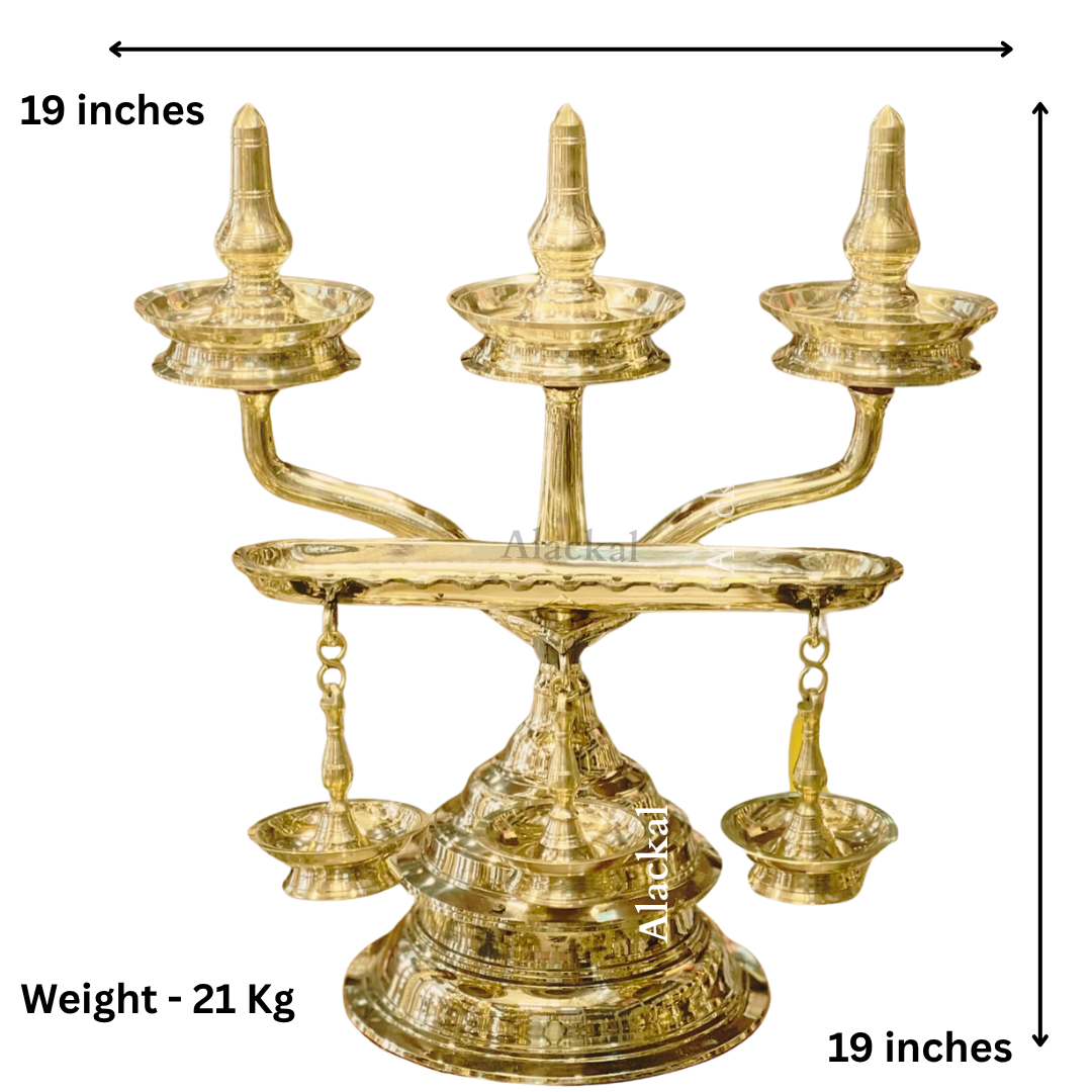 Handcrafted Bronze Kavaravilakku with 3 Layers and Paathi Vilakku – Alackal Bell Metals Kerala