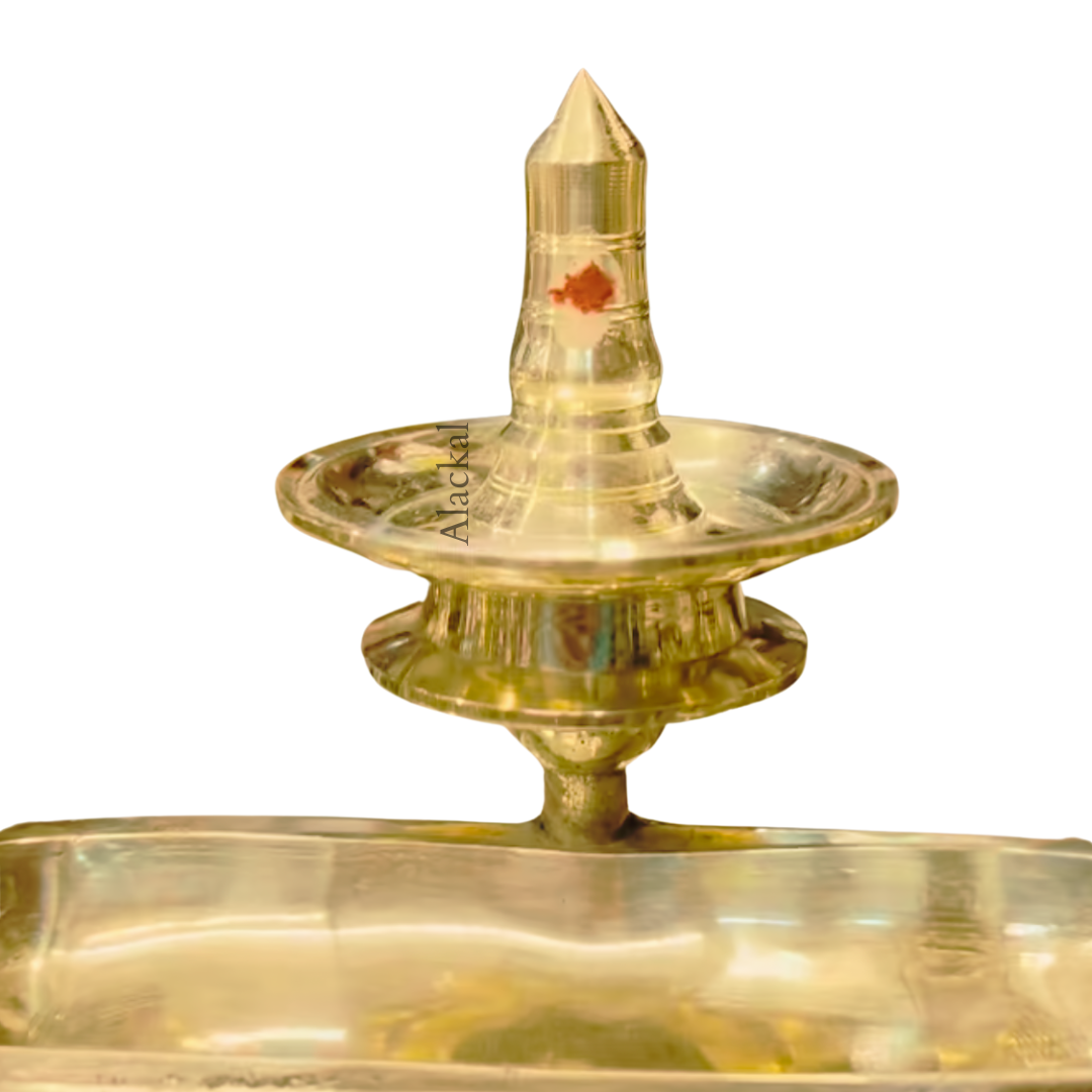 Traditional Kerala branch lamp with brass thalika for pooja room