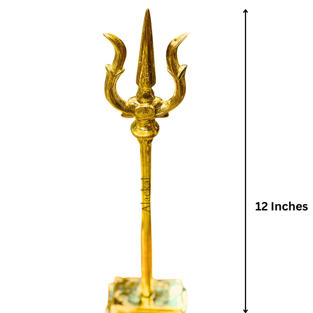 Traditional brass Trishul – sacred symbol of Mahadeva, perfect for pooja rooms and temples