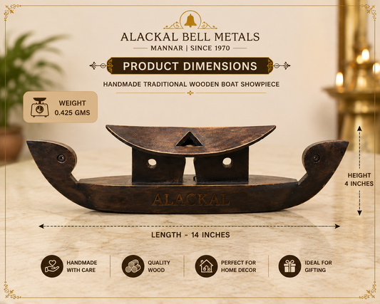 Handmade Kerala Wooden Boat with Traditional House – Home Decor Showpiece