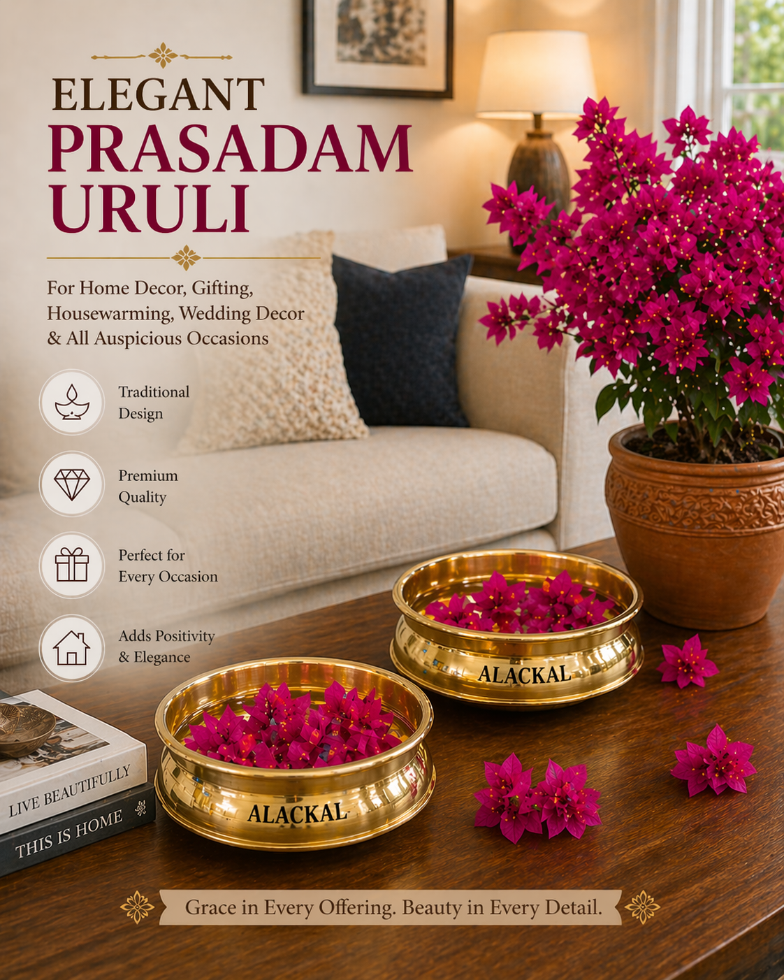 alackal bell metals - prasadam uruli for return gift  usa 