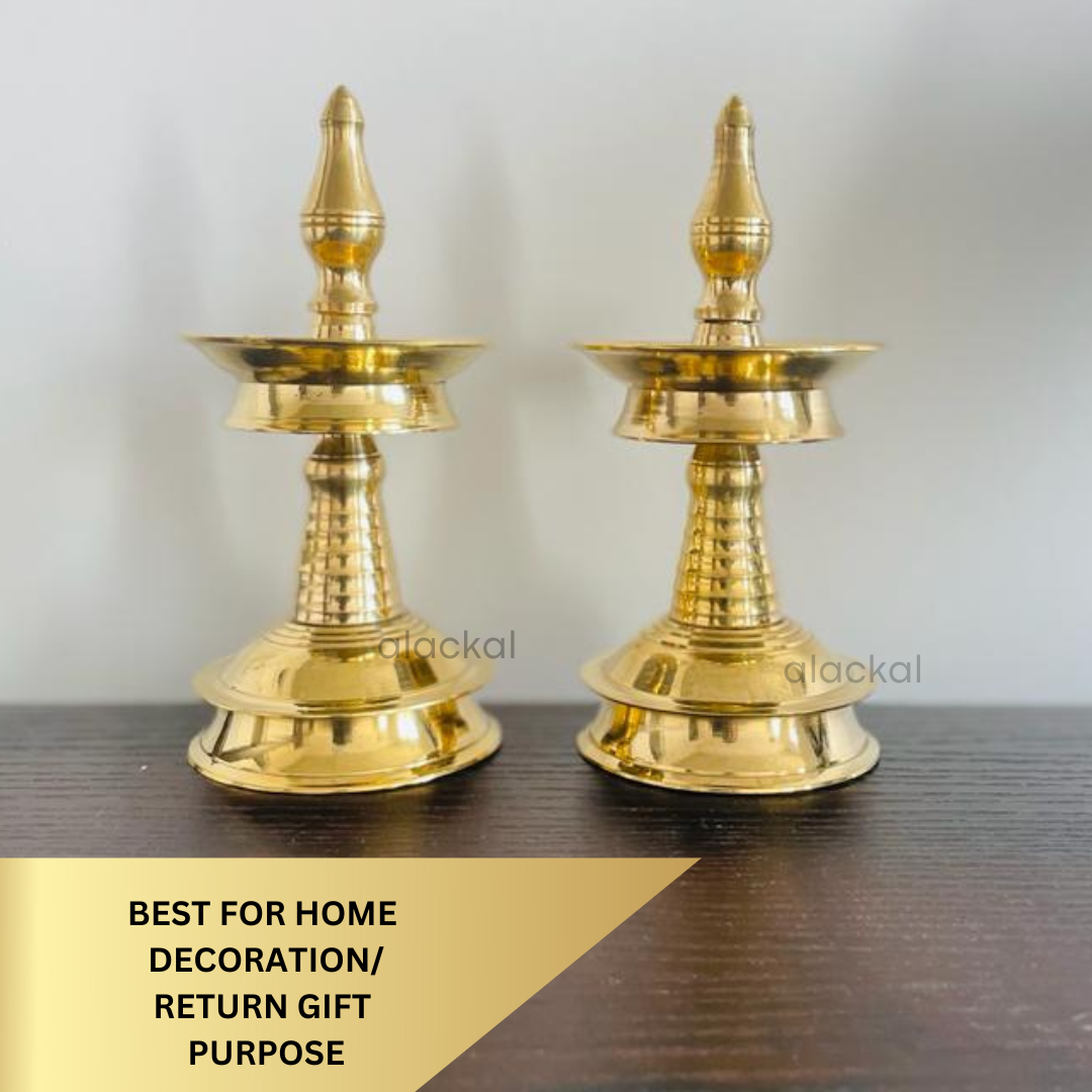 Traditional Indian brass diya stand set for living room aesthetic decor