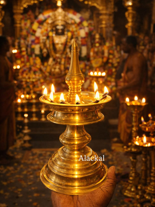 Handmade Maha Lakshmi Vilakku for Temple Pooja | Alackal Bell Metals Mannar