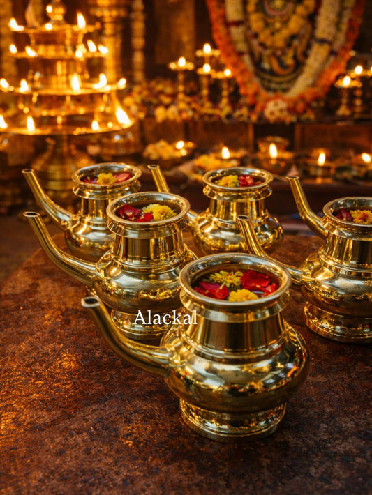 Handcrafted Brass Pooja Kindi (Thirumantham Kindi) – Traditional Kerala Ritual Water Vessel | Alackal Bell Metals, Mannar