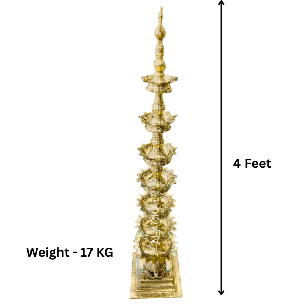 Brass Handmade Deepasthambham | Peacock-Headed Sthambha Vilakku with 75 Wicks – Kerala Traditional Oil Lamp by Alackal Bell Metals, Mannar