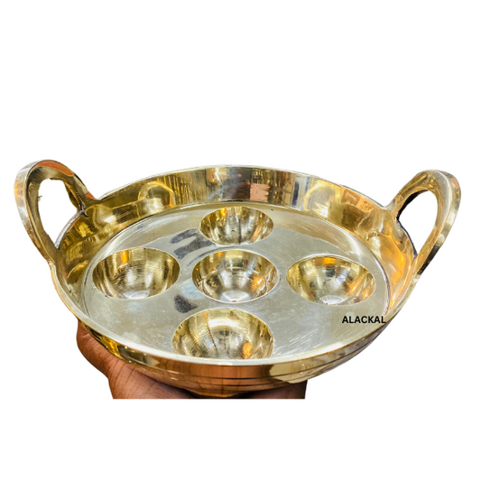 AUTHENTIC BRONZE PANIYARAM PAN ( POLISHED ) | UNNIYAPPAKARA | UNNIYAPPAM MAKER |  PERFECT FOR PONGANALU- PADDU - 5 CAVITY | EASY TO USE - MADE IN MANNAR