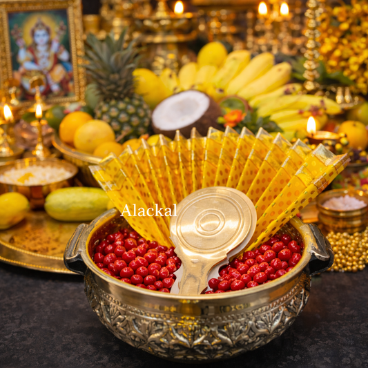 Kerala Vishu Kani set brass uruli with manjadikuru seeds